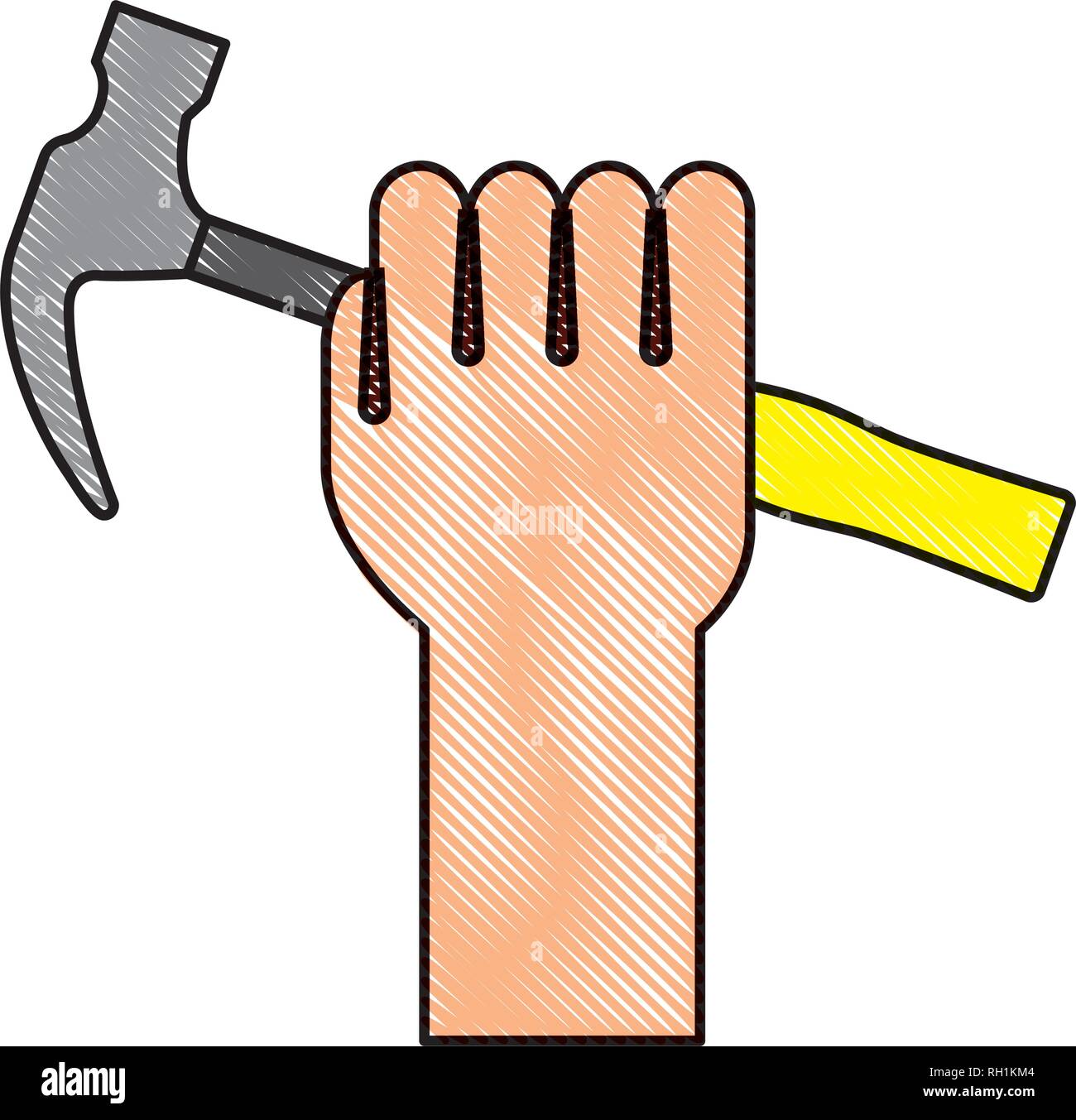 hand with hammer tool Stock Vector Image & Art - Alamy