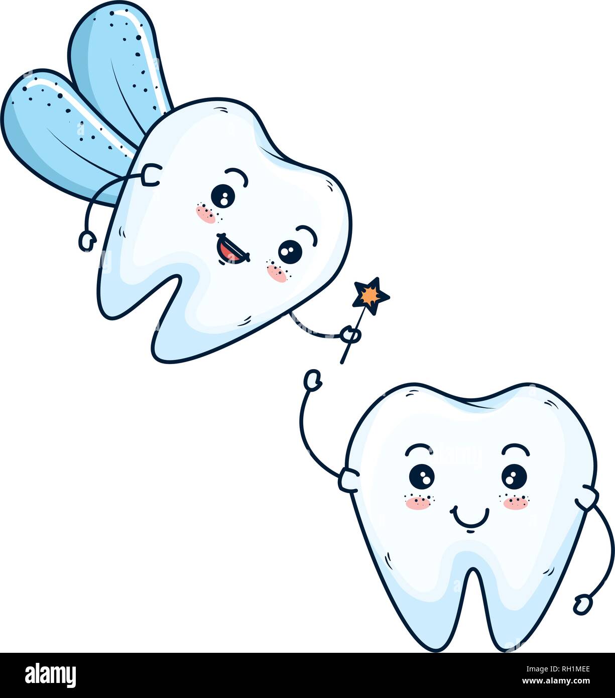 comic teeth couple with fairy kawaii characters Stock Vector Image ...