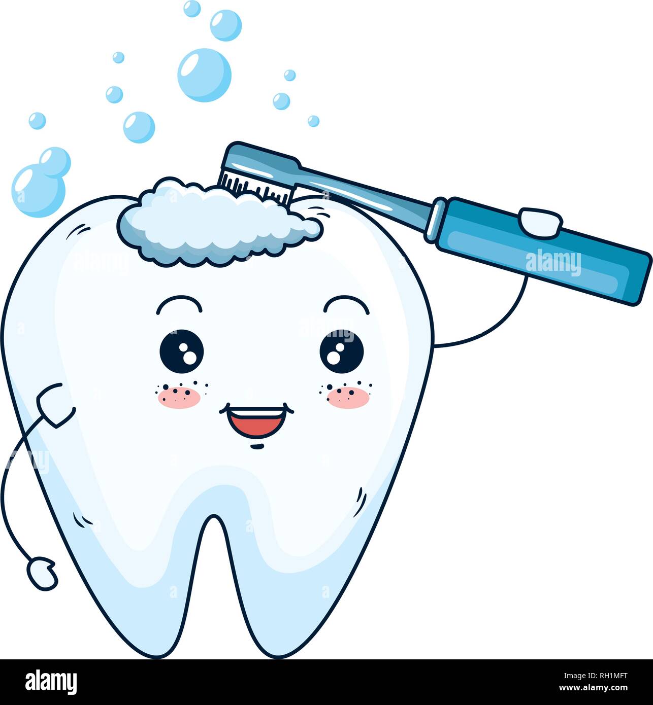 comic tooth with toothbrush kawaii character Stock Vector Image & Art ...