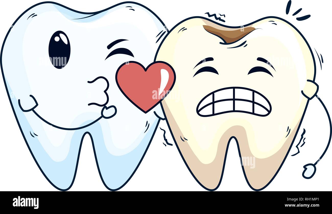 comic teeth couple with heart kawaii Stock Vector Image & Art - Alamy