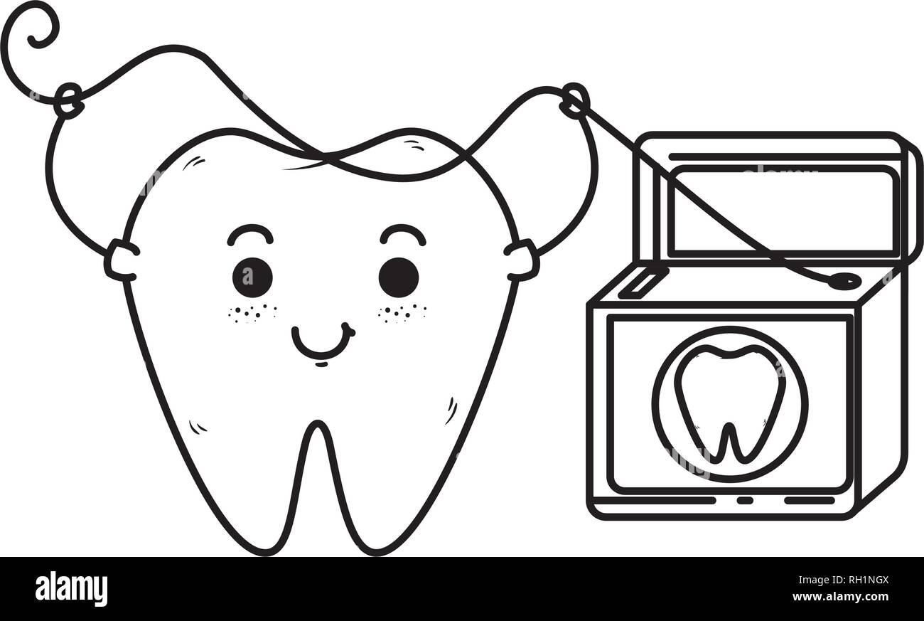 comic tooth with floss kawaii character Stock Vector Image & Art - Alamy