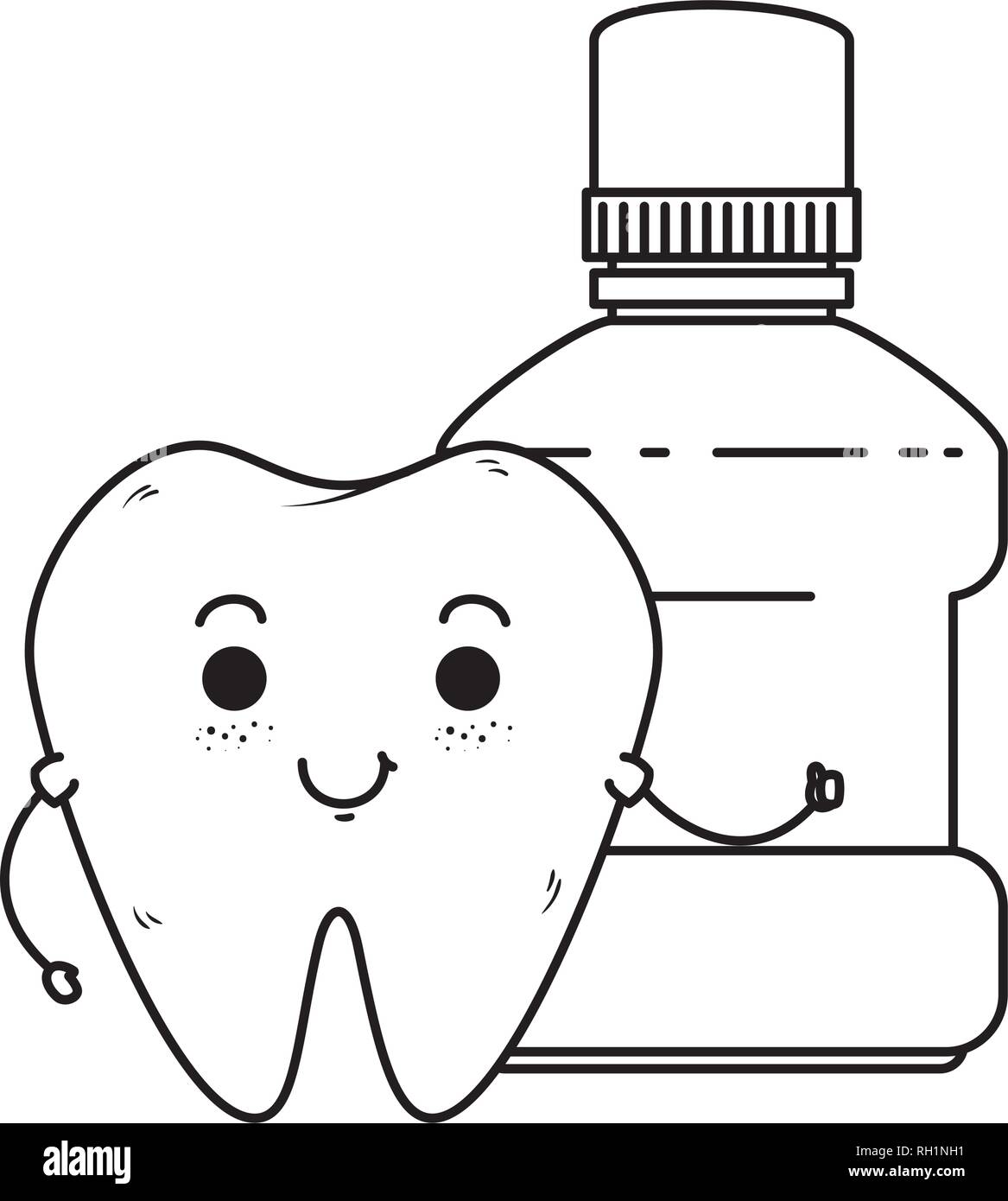 comic tooth with mouthwash kawaii character Stock Vector Image & Art ...