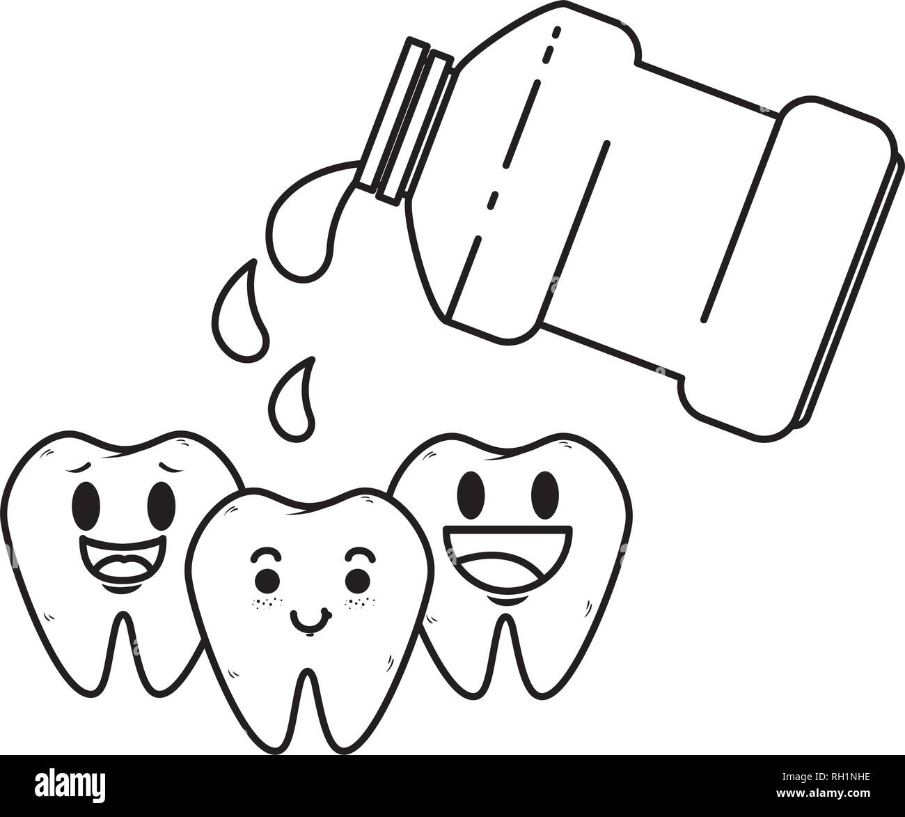 comic teeth with mouthwash kawaii characters Stock Vector Image & Art