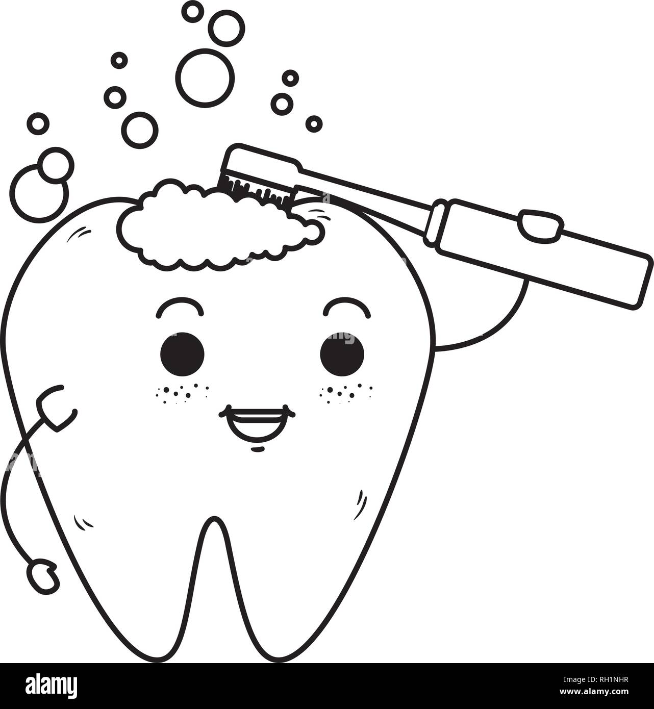 comic tooth with toothbrush kawaii character Stock Vector Image & Art ...