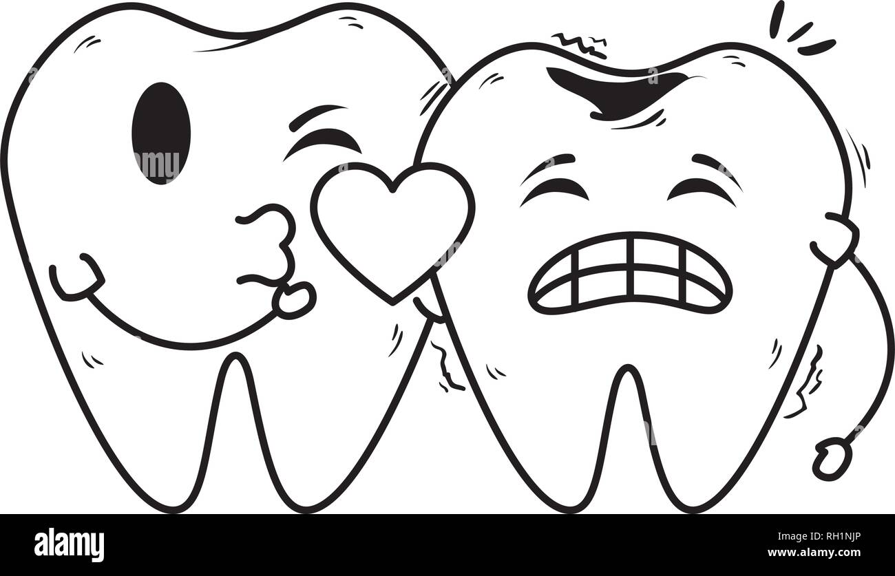 comic teeth couple with heart kawaii Stock Vector Image & Art - Alamy