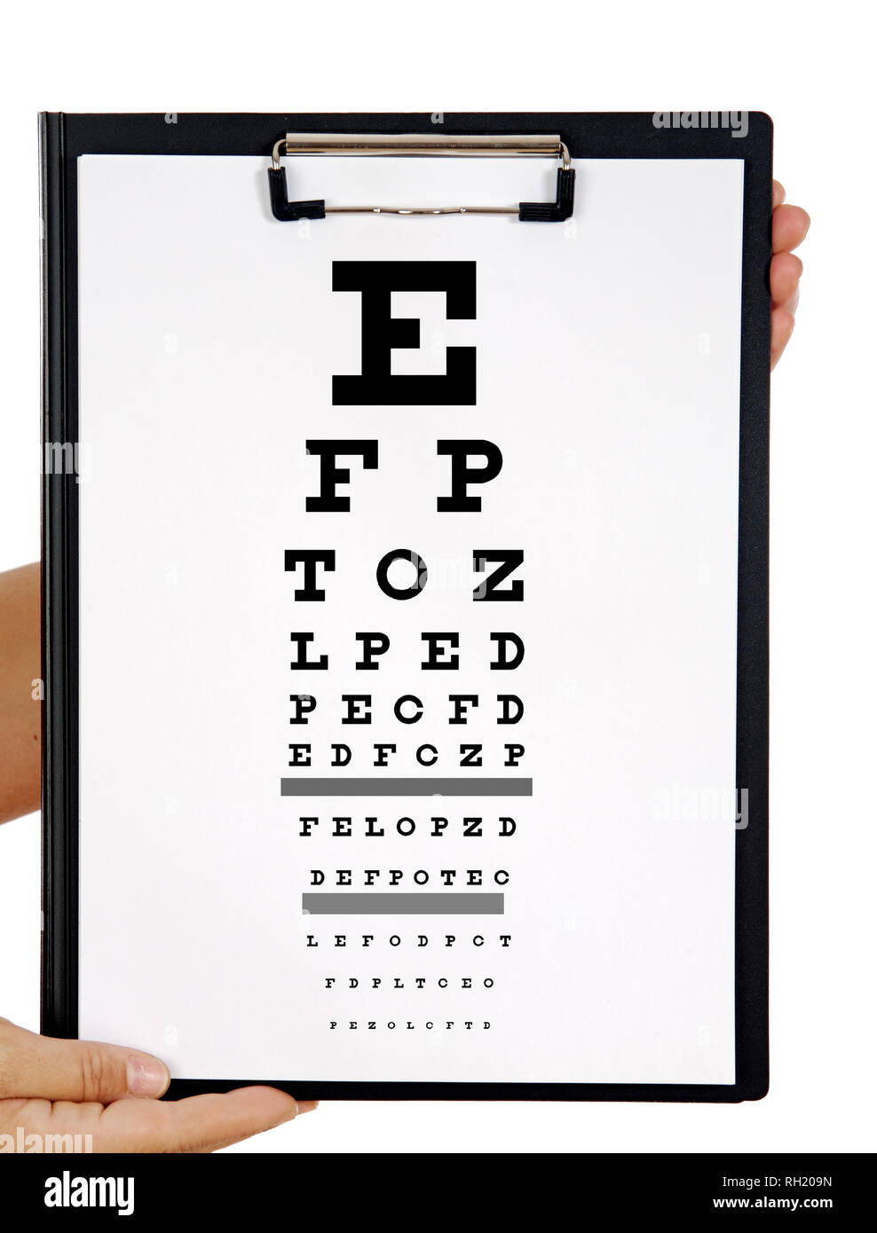 Doctor holding a vision exam chart isolated on a white ...