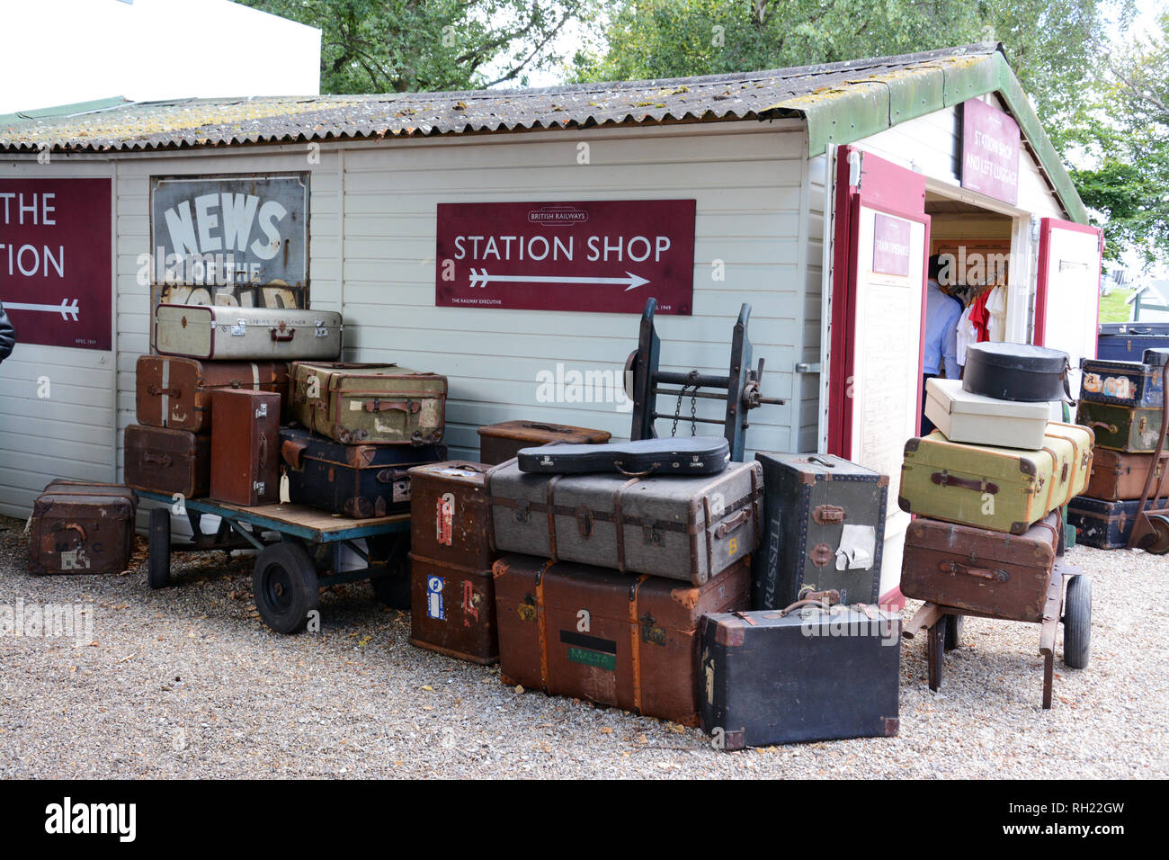 Exterior of period Station Shop set up at Goodwood Revival 7th Sept 2018 Stock Photo