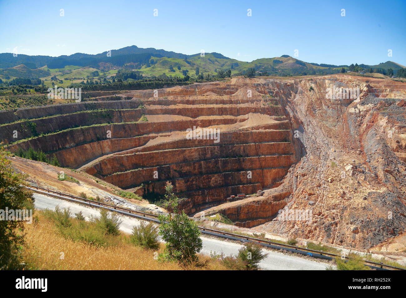 Open Pit Gold Mine in Waihi, New Zealand Stock Photo
