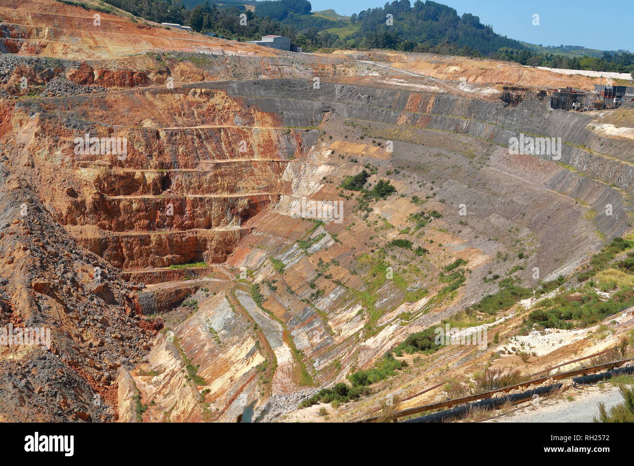 Open Pit Gold Mine in Waihi, New Zealand Stock Photo