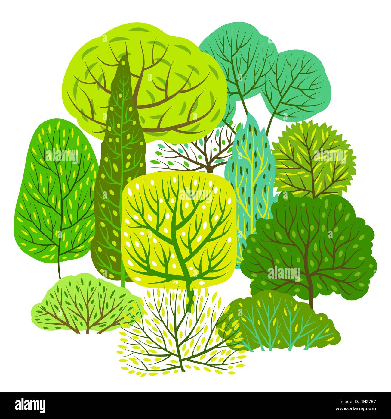 Spring or summer background with stylized trees Stock Vector Image ...
