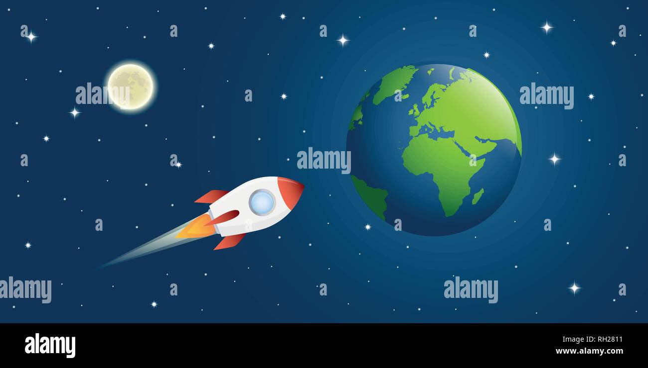Rocket Ship Is Flying Back To Earth Vector Illustration Eps10