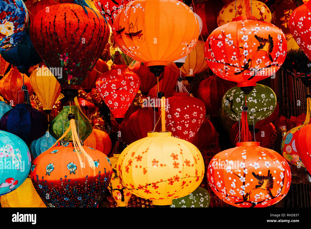 Lantern in Hanoi to buy from a vendor. Very colorful made lanterns. Stock Photo