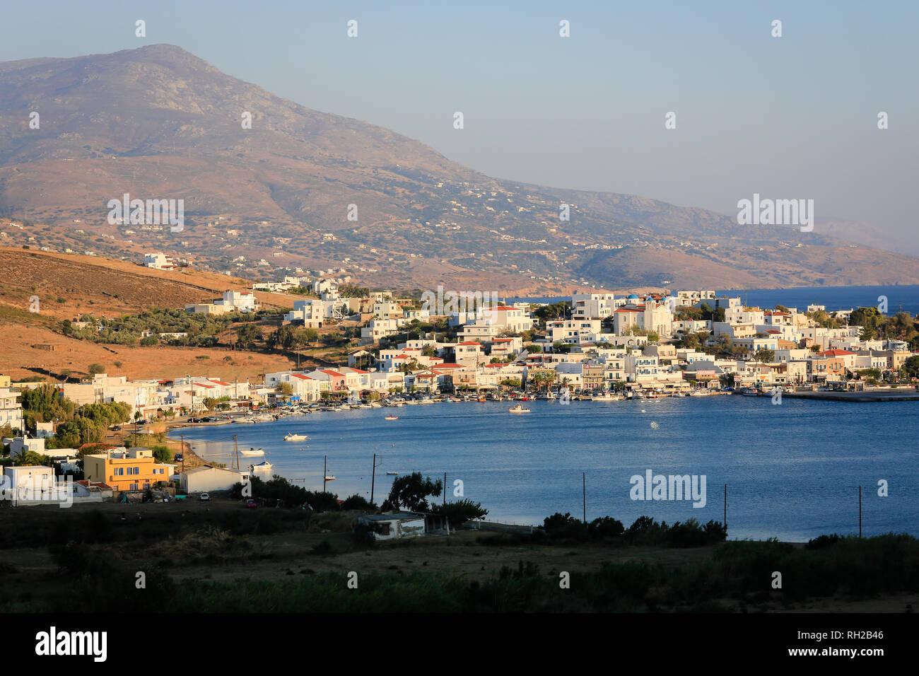 Gavrion, island of Andros, Cyclades, Greece - Gavrion is the port of the Greek island of Andros.  Gavrion, Insel Andros, Kykladen, Griechenland - Gavr Stock Photo