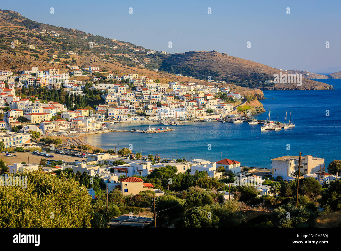 Batsi, island Andros, Cyclades, Greece - Batsi is the holiday resort of the Greek island Andros.  Batsi, Insel Andros, Kykladen, Griechenland - Batsi  Stock Photo