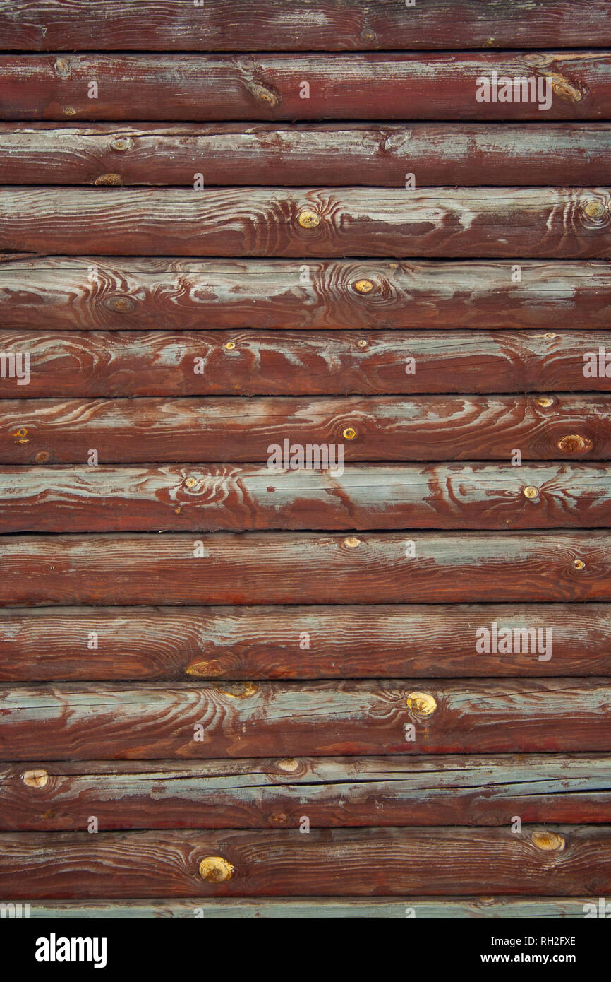 Brown logs texture. Vertical logs pattern background Stock Photo