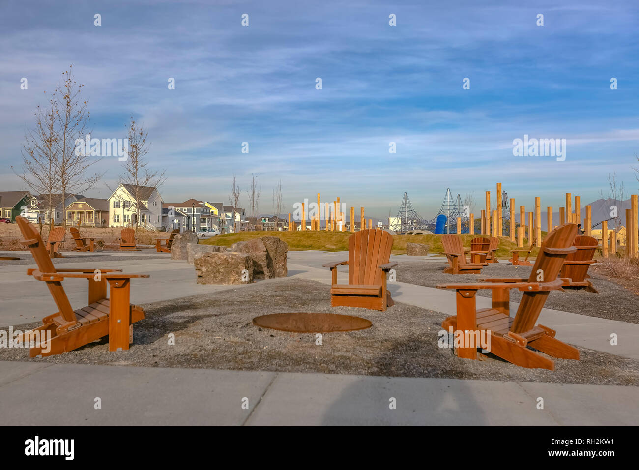 Relaxing park and beautiful homes in Daybreak Utah Stock Photo Alamy