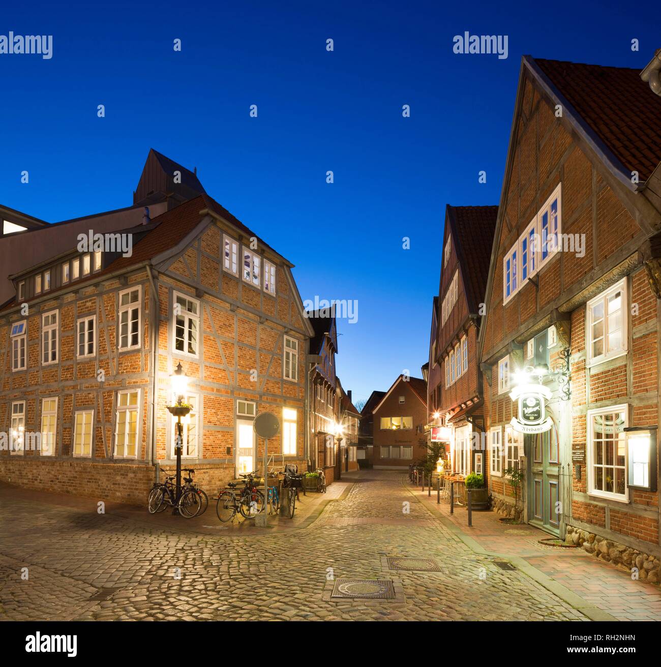 Historic town houses, Abtstraße, Old Town, Buxtehude, Lower Saxony, Germany Stock Photo