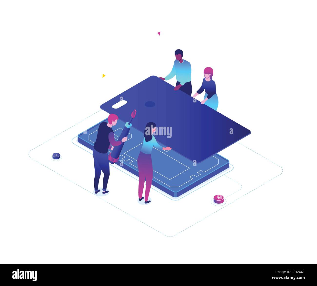 Mobile repair service - modern colorful isometric vector illustration ...