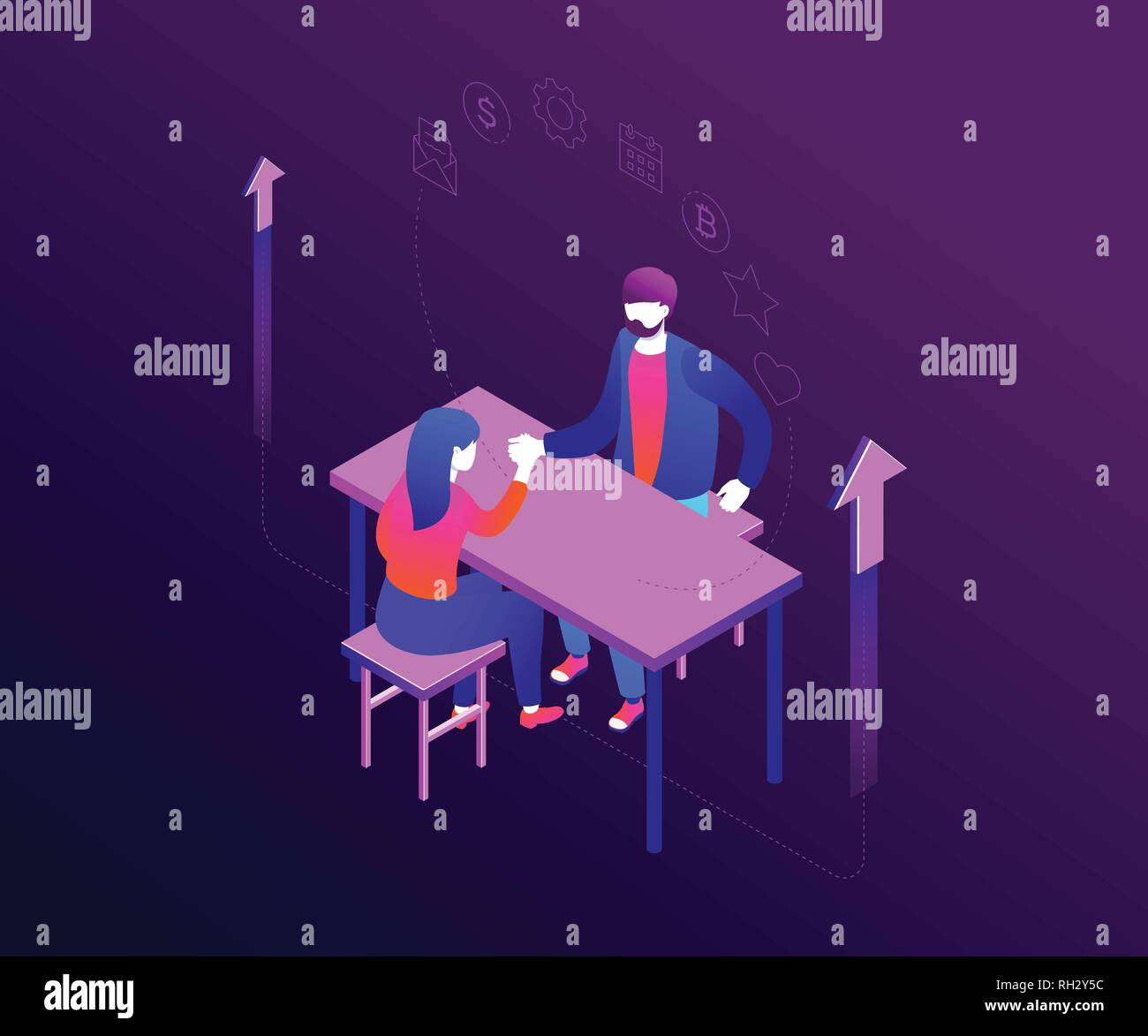 Business competition - modern colorful isometric vector illustration Stock Vector