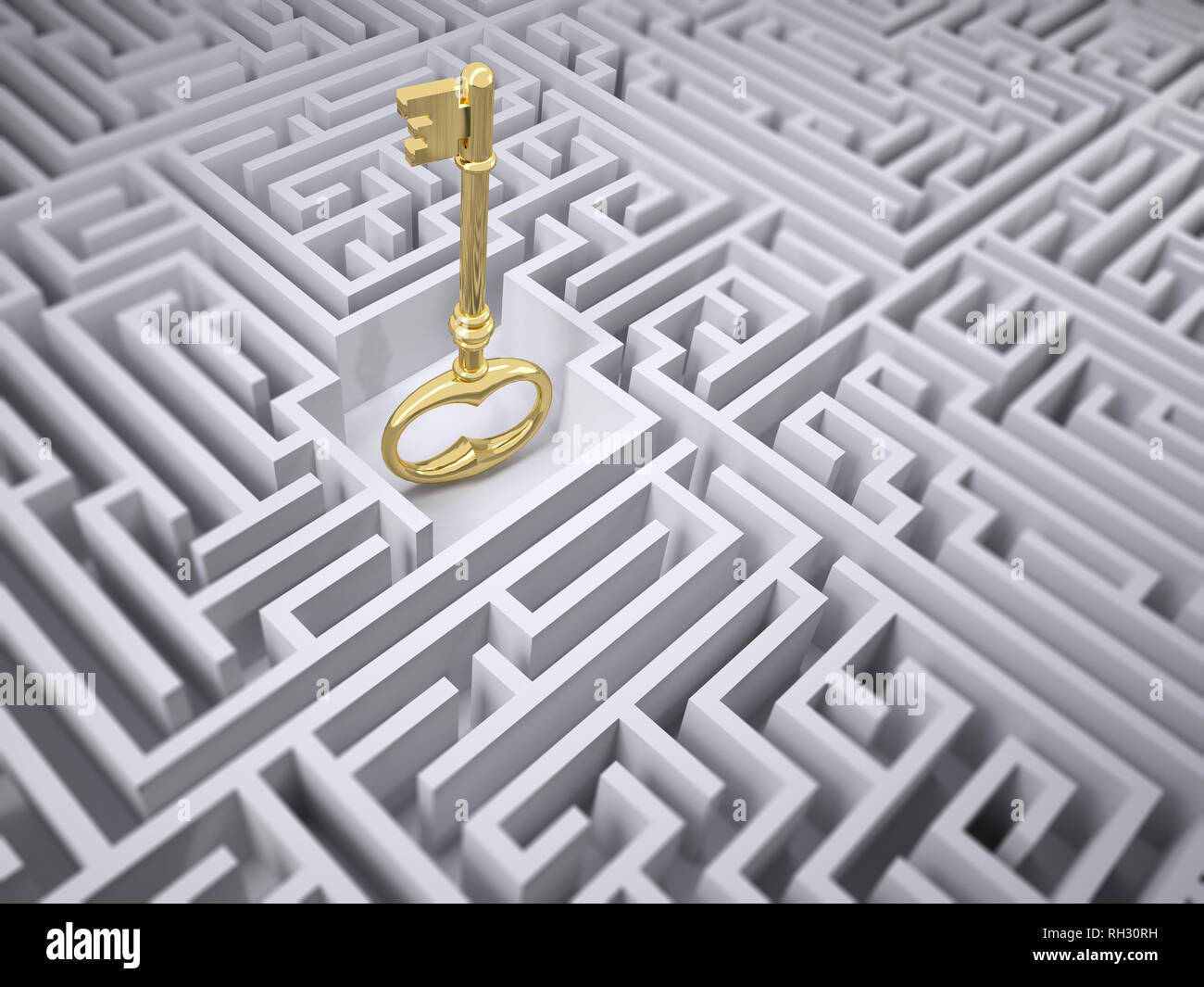 Maze and the golden key, 3d illustration Stock Photo Alamy