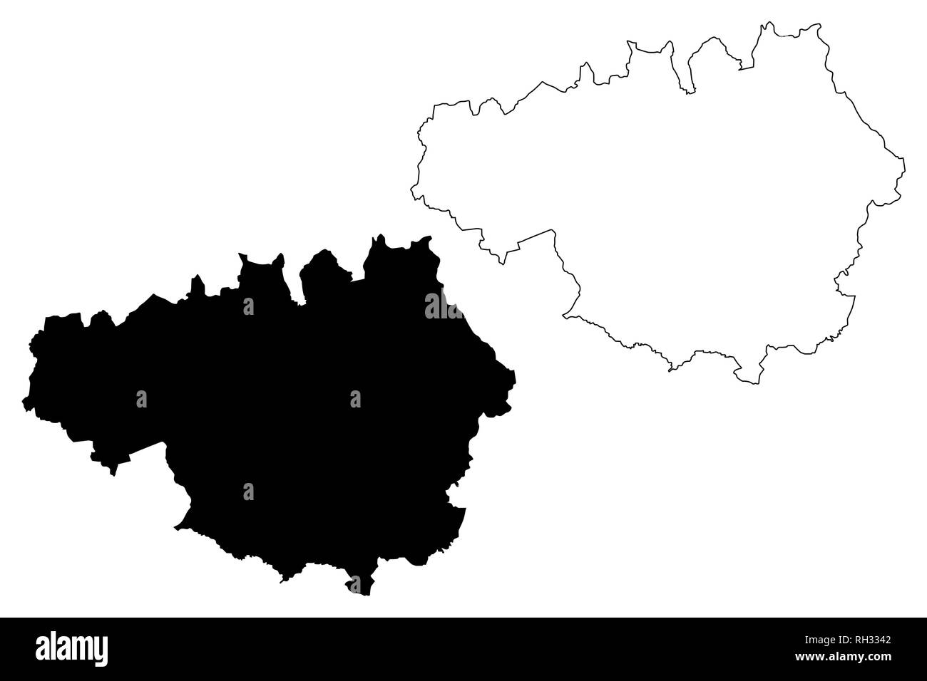 Greater Manchester (United Kingdom, England, Metropolitan county) map vector illustration, scribble sketch Greater Manchester map Stock Vector