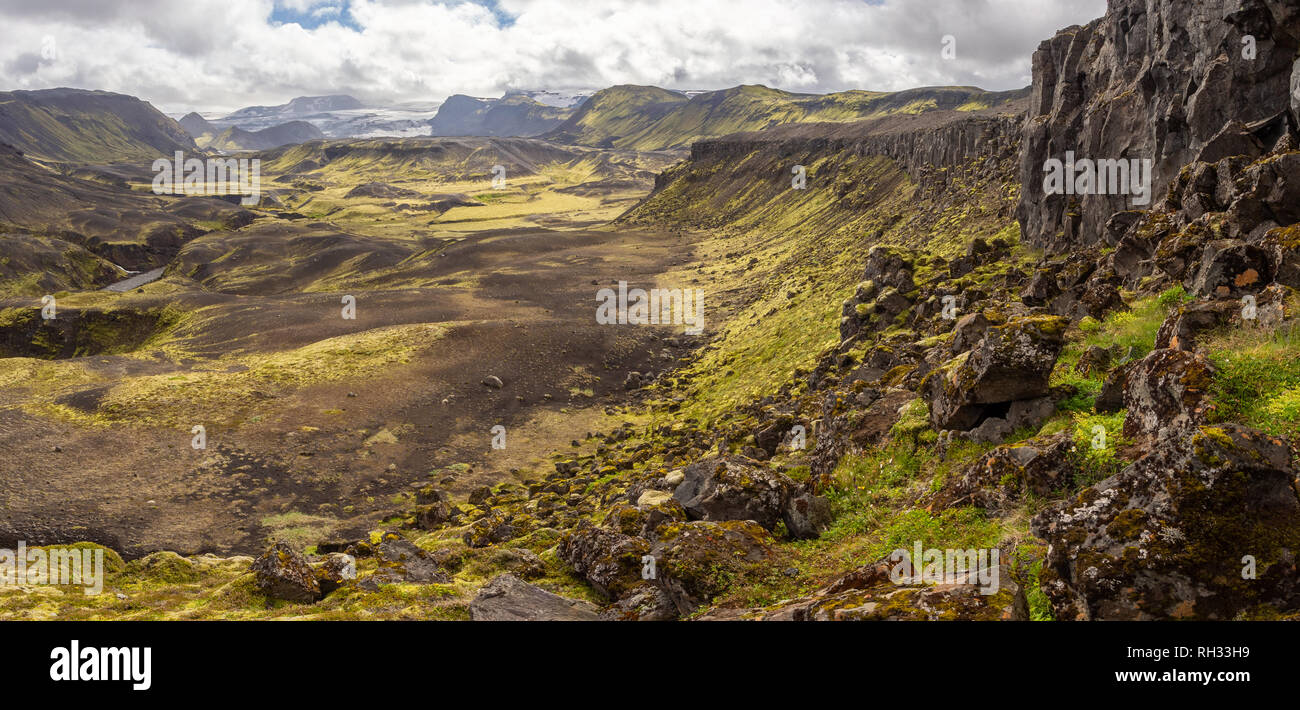 Rocky volcanic nature landscape of Landmannalaugar in Iceland on Laugavegur trek Stock Photo