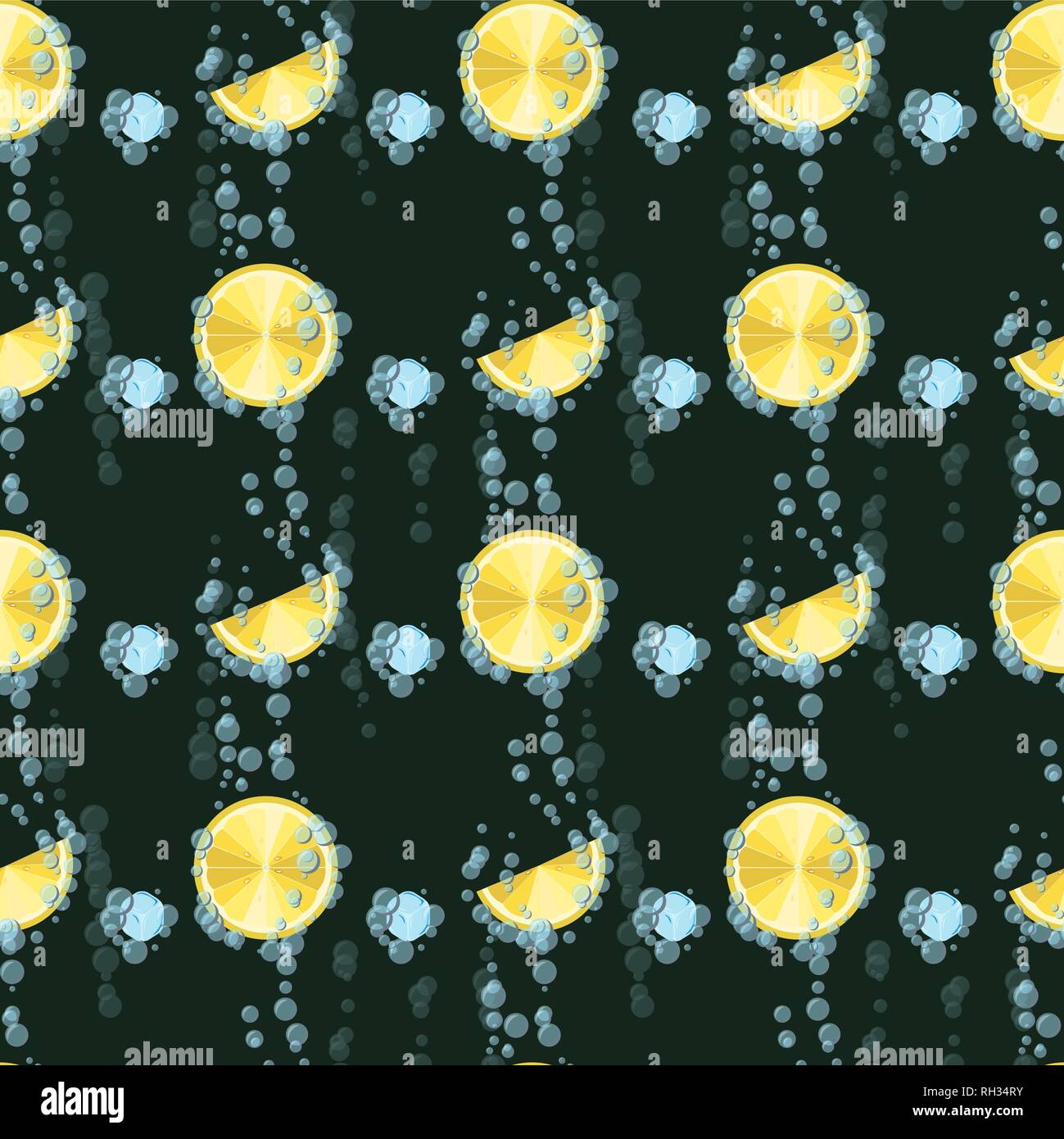 Summer fruit print. seamless pattern with lemon and ice cubes 10 eps ...