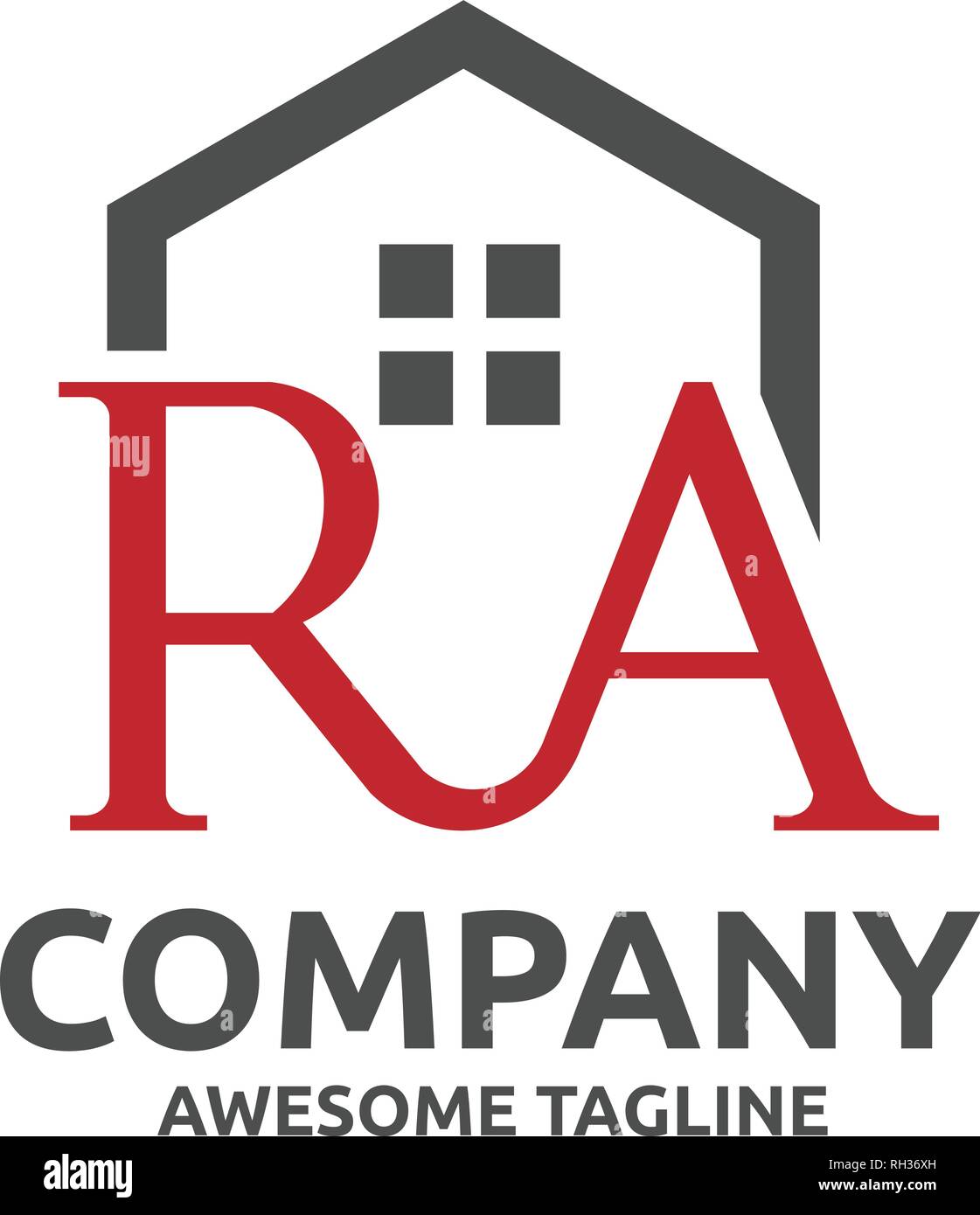 strong modern letter R and A with roofing style. real estate logo ...