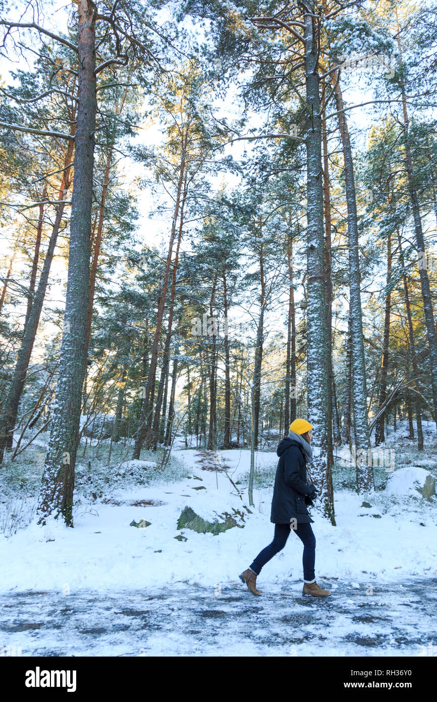 Woman walking in forest hi-res stock photography and images - Alamy