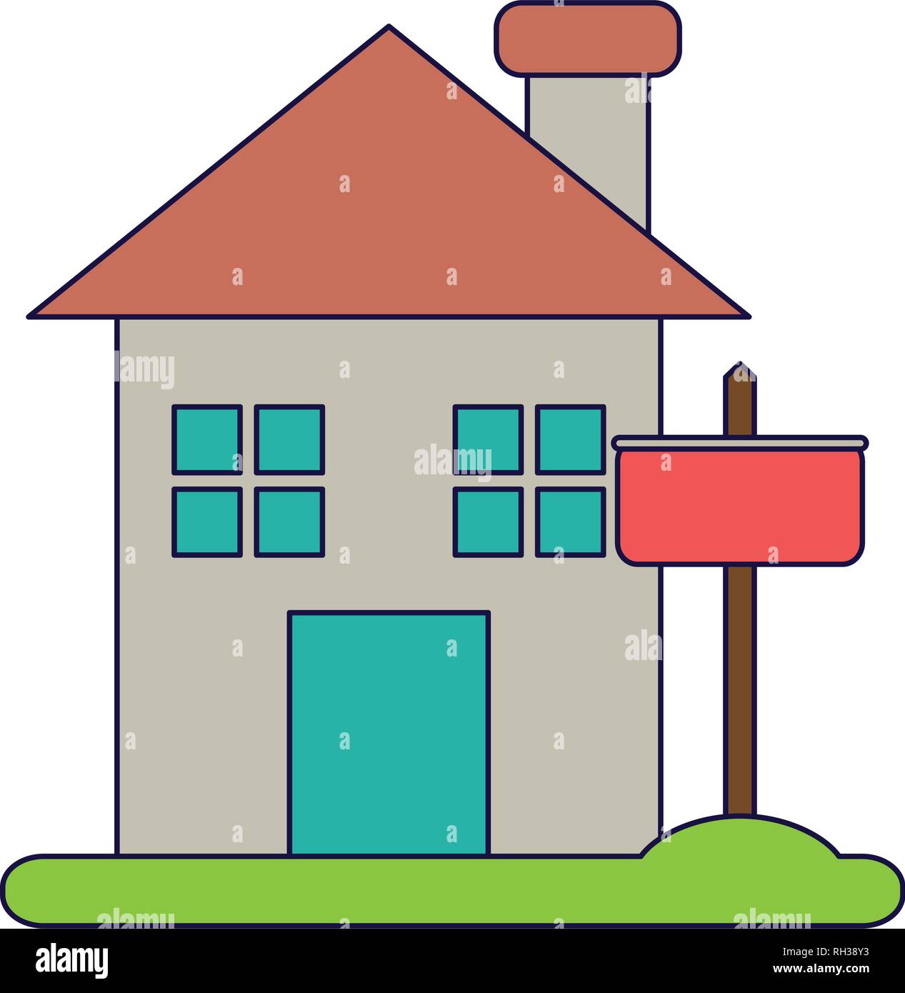 Real estate house blue lines Stock Vector Image & Art - Alamy