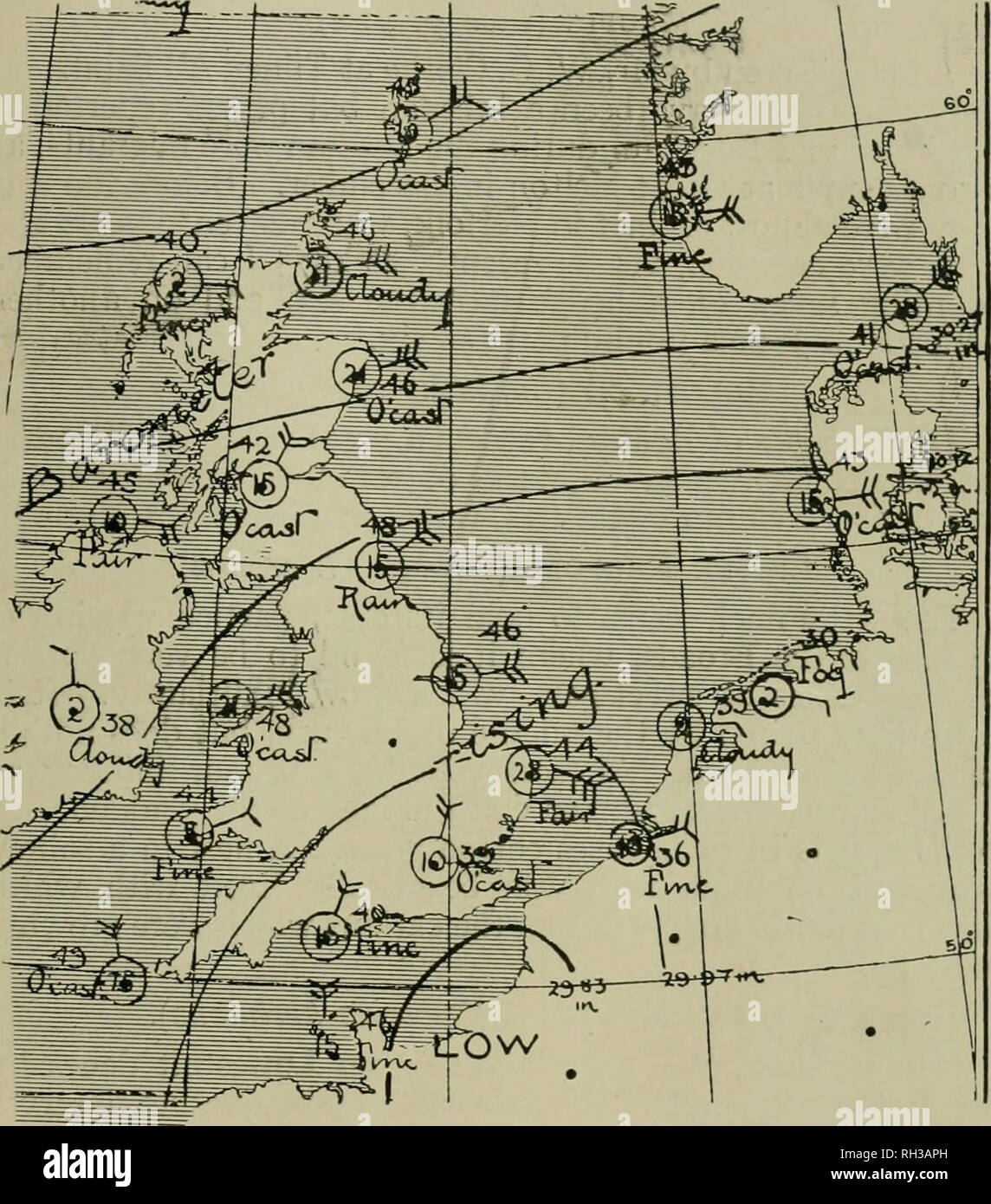 . British birds. Birds. VOL. XIII.] ORNITHOLOGICAL NOTES. 255 Mr. Caton-Haigh found a few, but does not think that many perished in Lincolnshire. Other birds did not suffer as much as the Rooks, but wings and heads were identified by Mr. Patterson and Mr. Cole as. WEATHER CHART FOR MORNING OF OCTOBER 30TH, IQIQ. The arrows show the direction of the wind, whose force is indicated by the number of &quot; feathers &quot; on the arrow. The figures in small circles show the mean velocity of the wind in miles per hour. belonging to the Hooded Crow, Carrion-Crow, Starling, Redwing, Blackbird, Chaffin Stock Photo