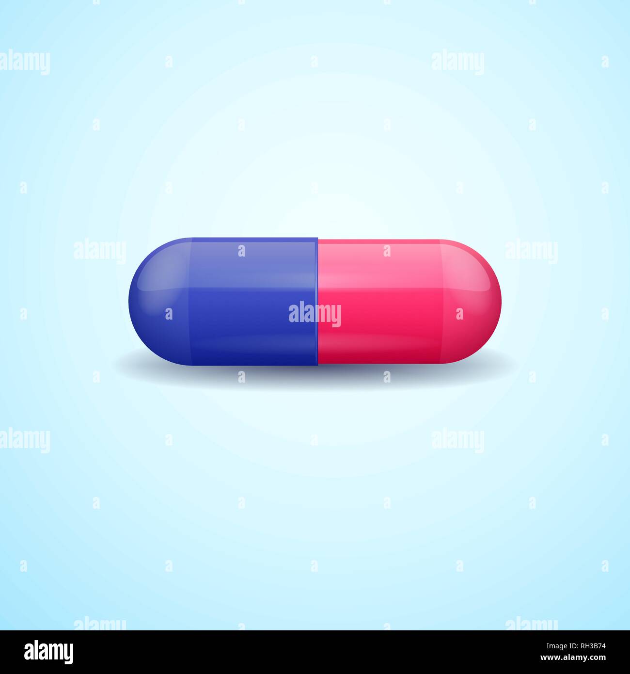 Red and blue full medical pill capsule with medicine Stock Vector