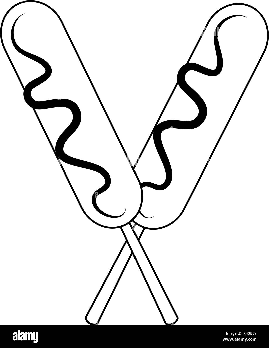 hot dogs in sticks in black and white Stock Vector Image & Art Alamy