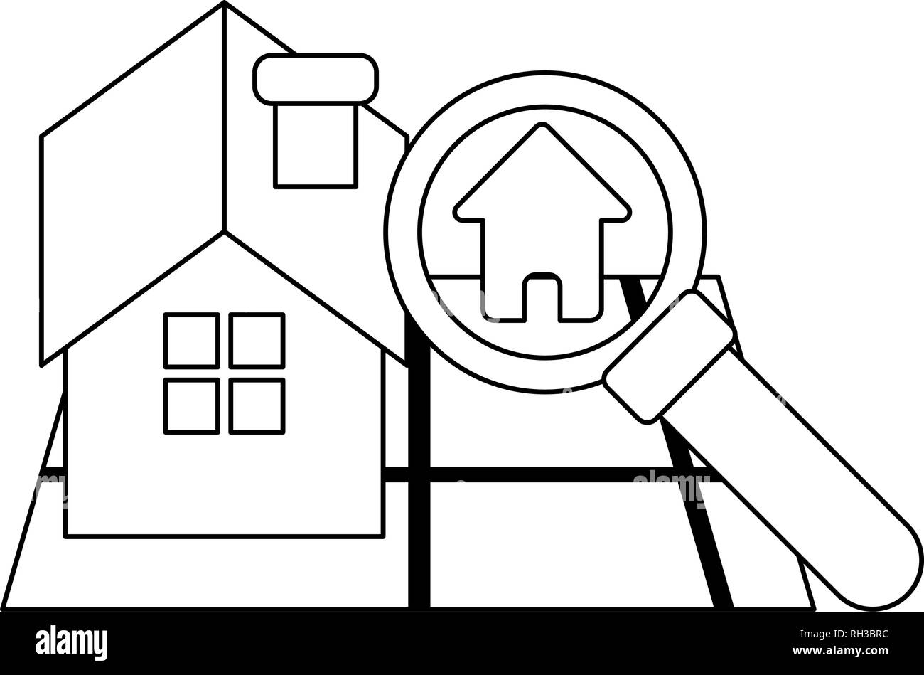 Real estate house in black and white Stock Vector Image & Art - Alamy