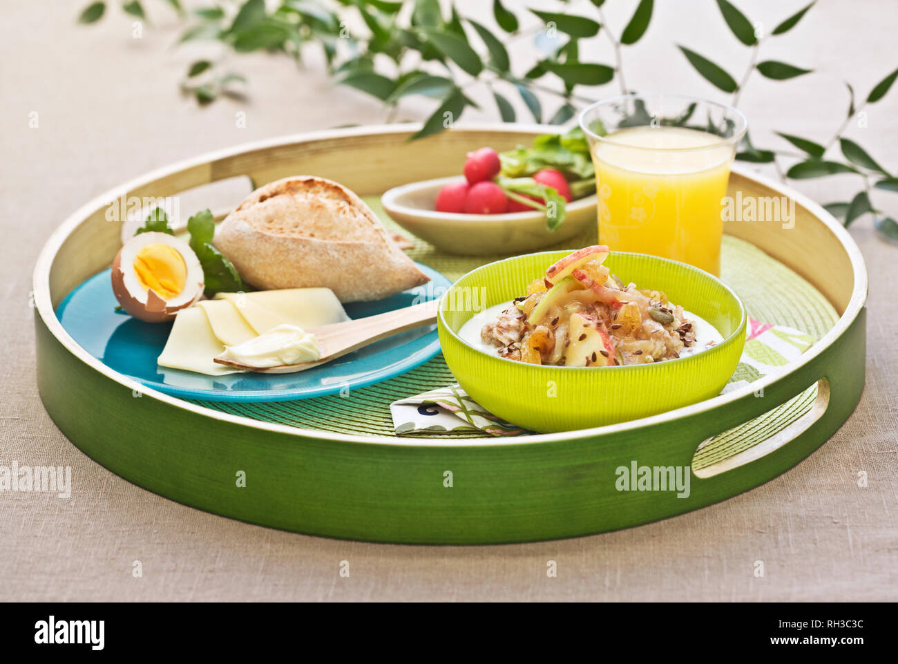 Healthy breakfast on tray Stock Photo Alamy