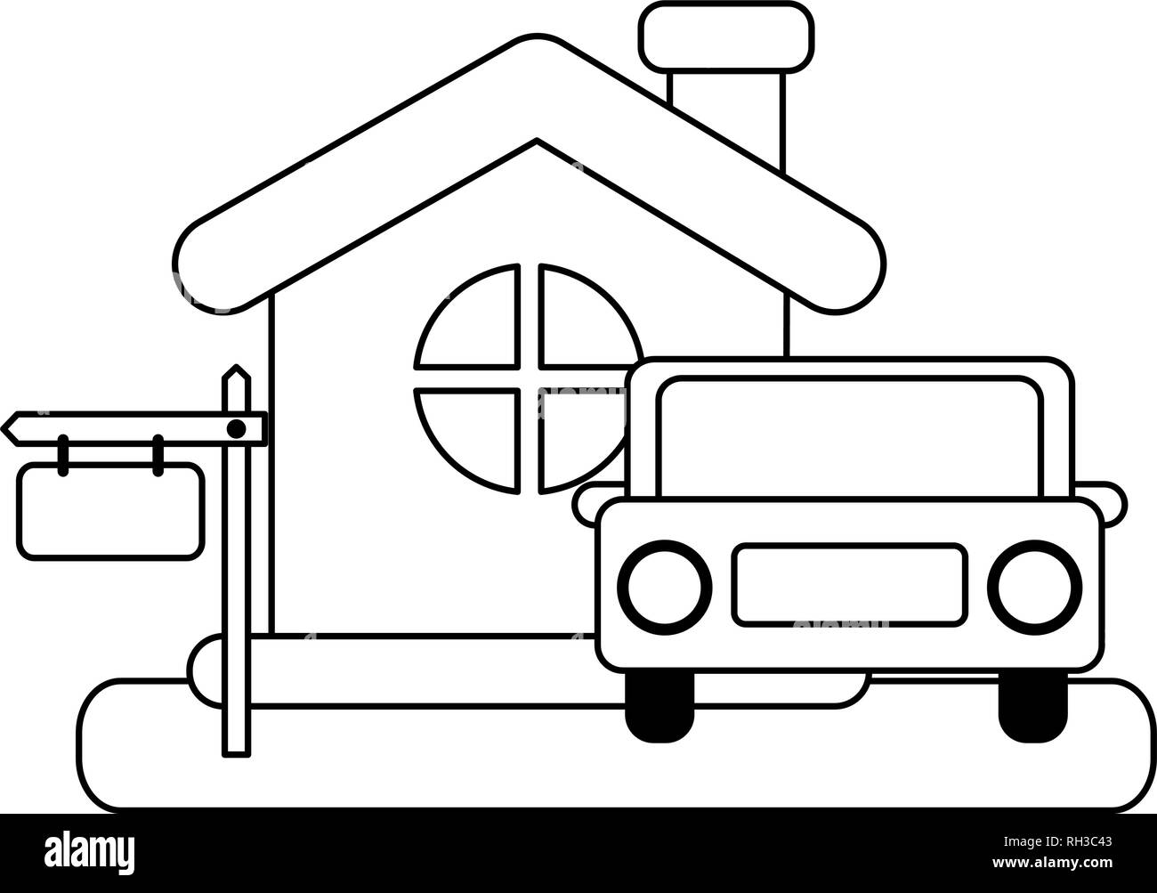 Real estate house in black and white Stock Vector Image & Art - Alamy