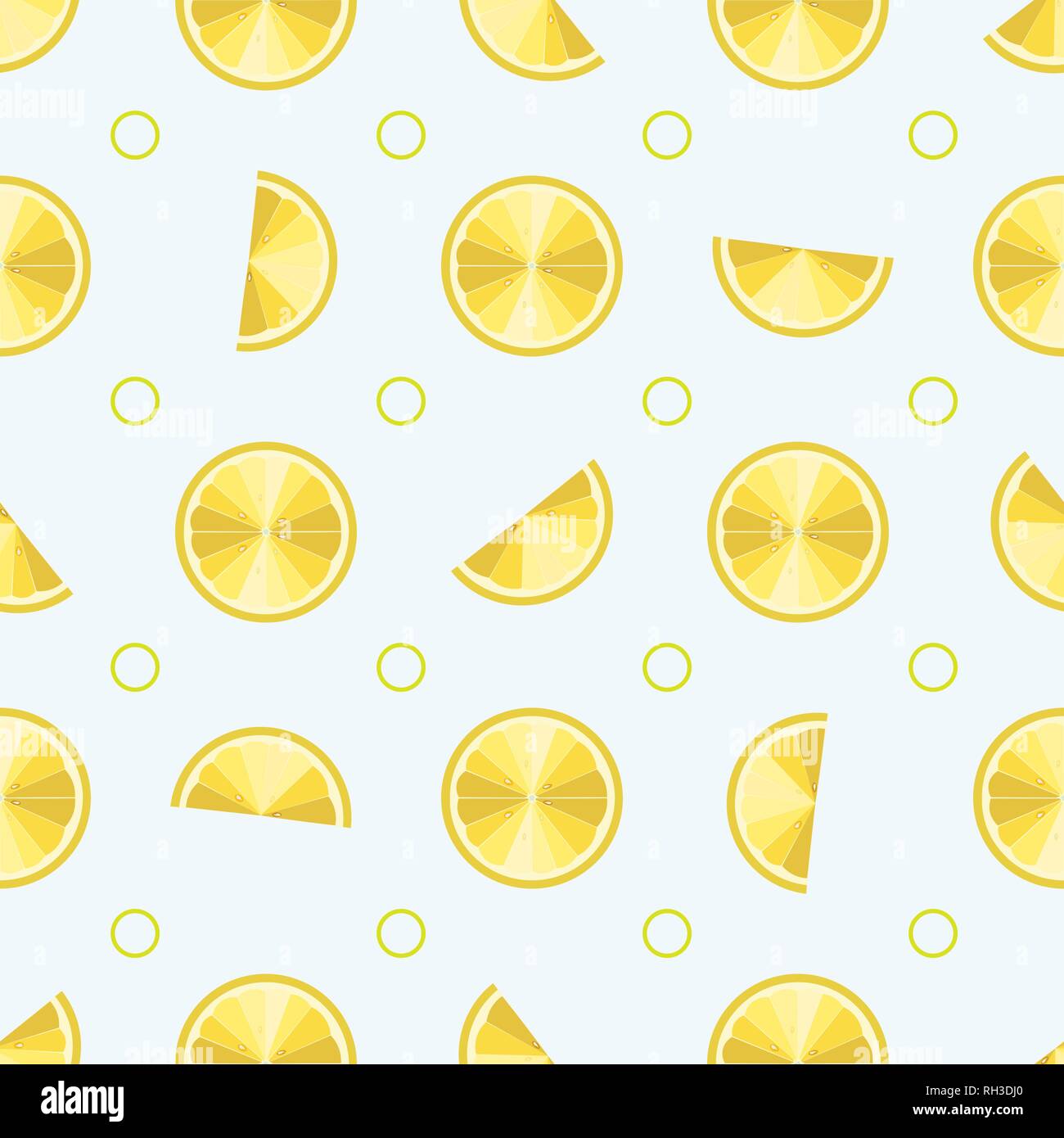Seamless pattern with lemons on blue background. Vector illustration. 10 eps Stock Vector