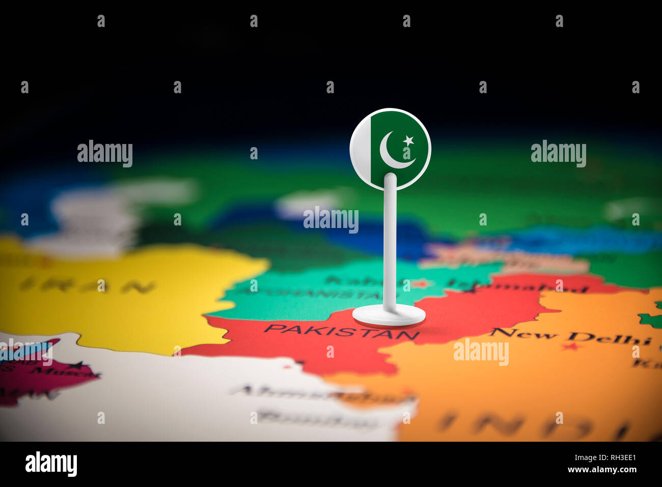 Political flag pakistan hi res - Pakistan Marked With A Flag On The Map RH3EE1 map flaf