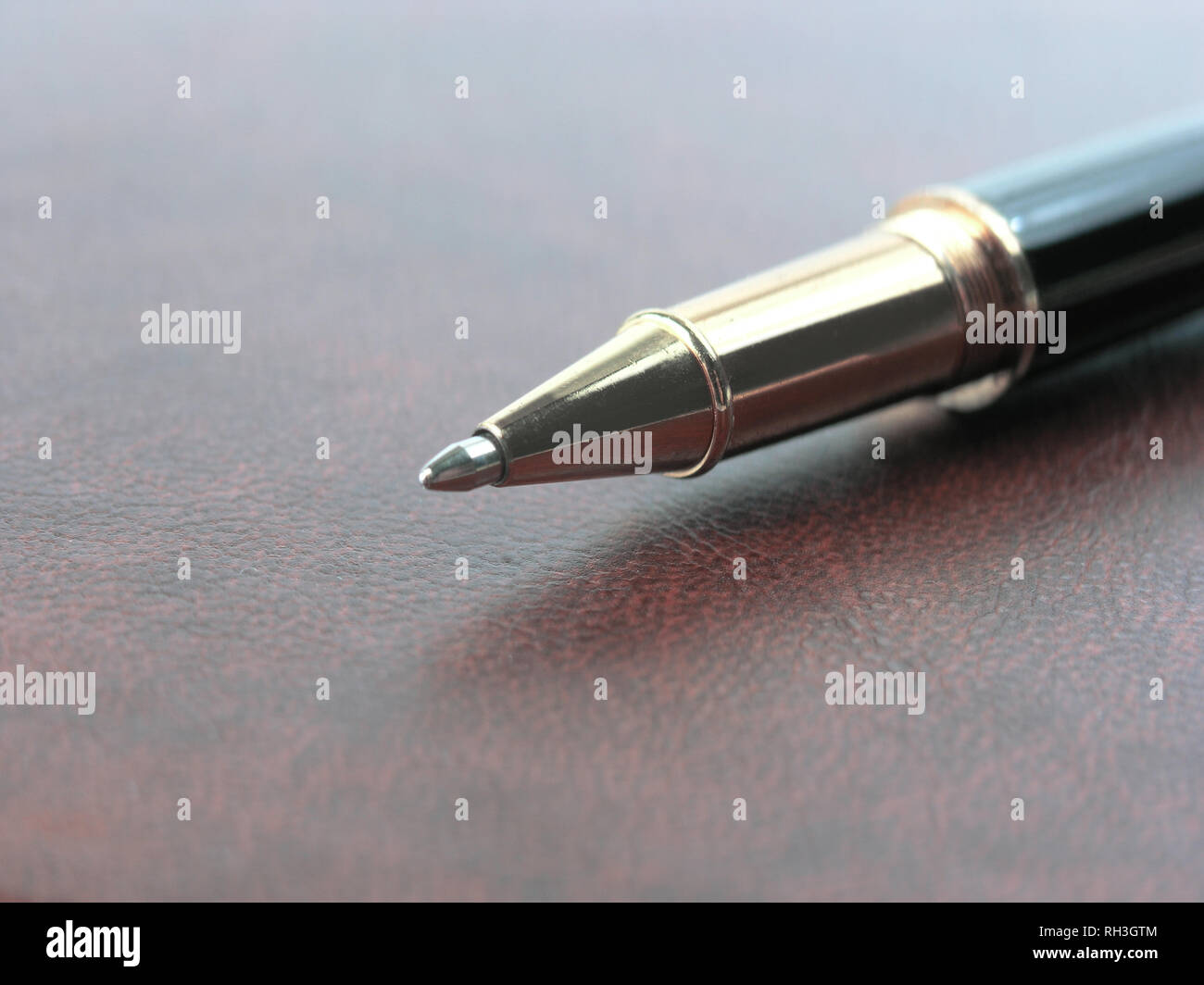 close up.stylish ballpoint pen on notebook sheet Stock Photo