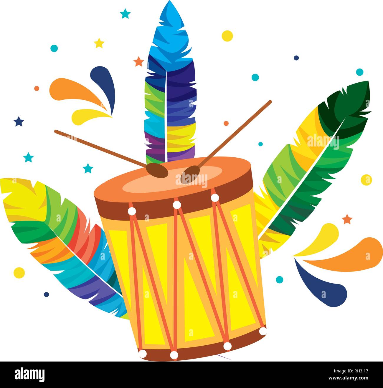 brazilian carnival drum with feathers Stock Vector Image & Art - Alamy
