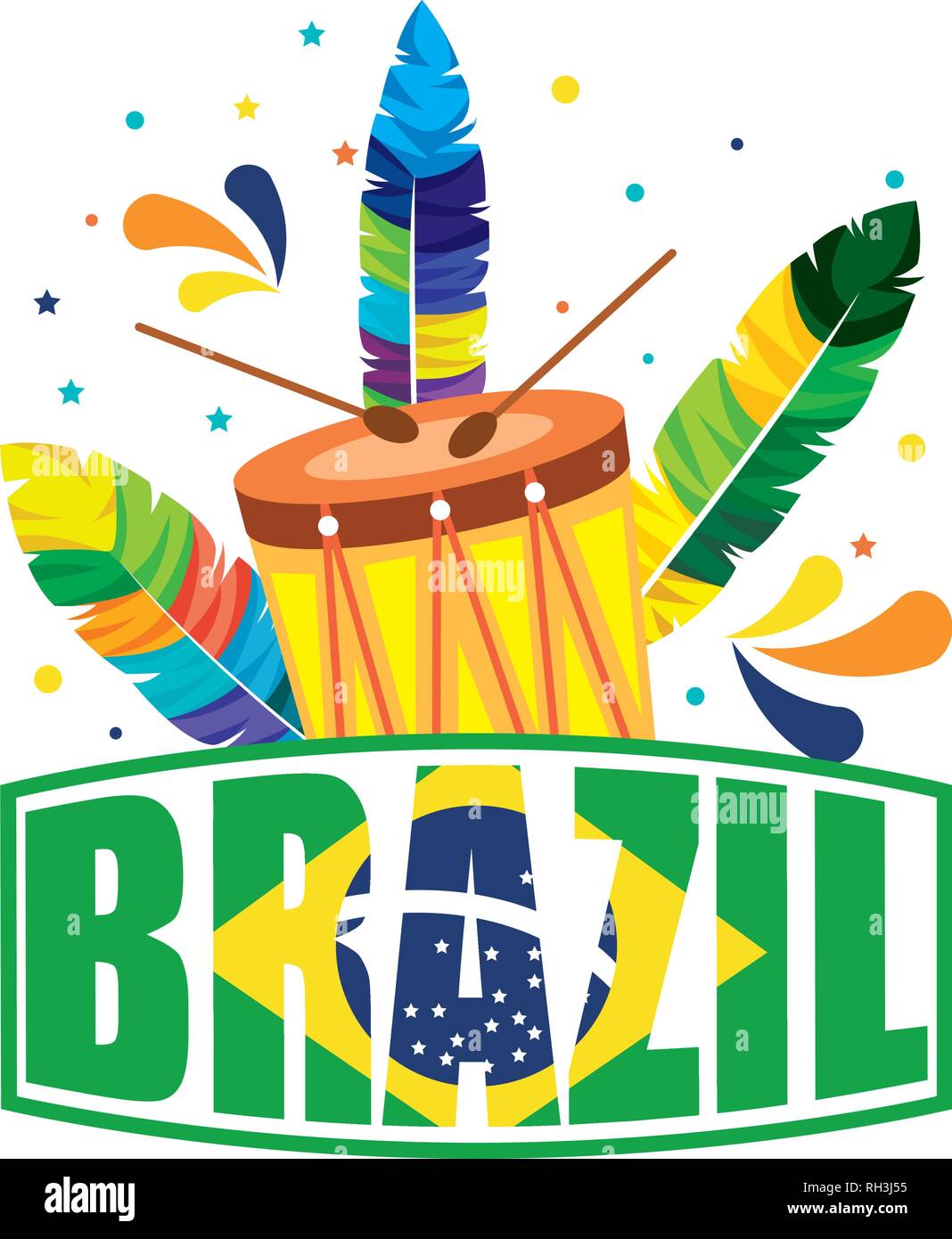 brazilian label with flag and drum Stock Vector Image & Art - Alamy