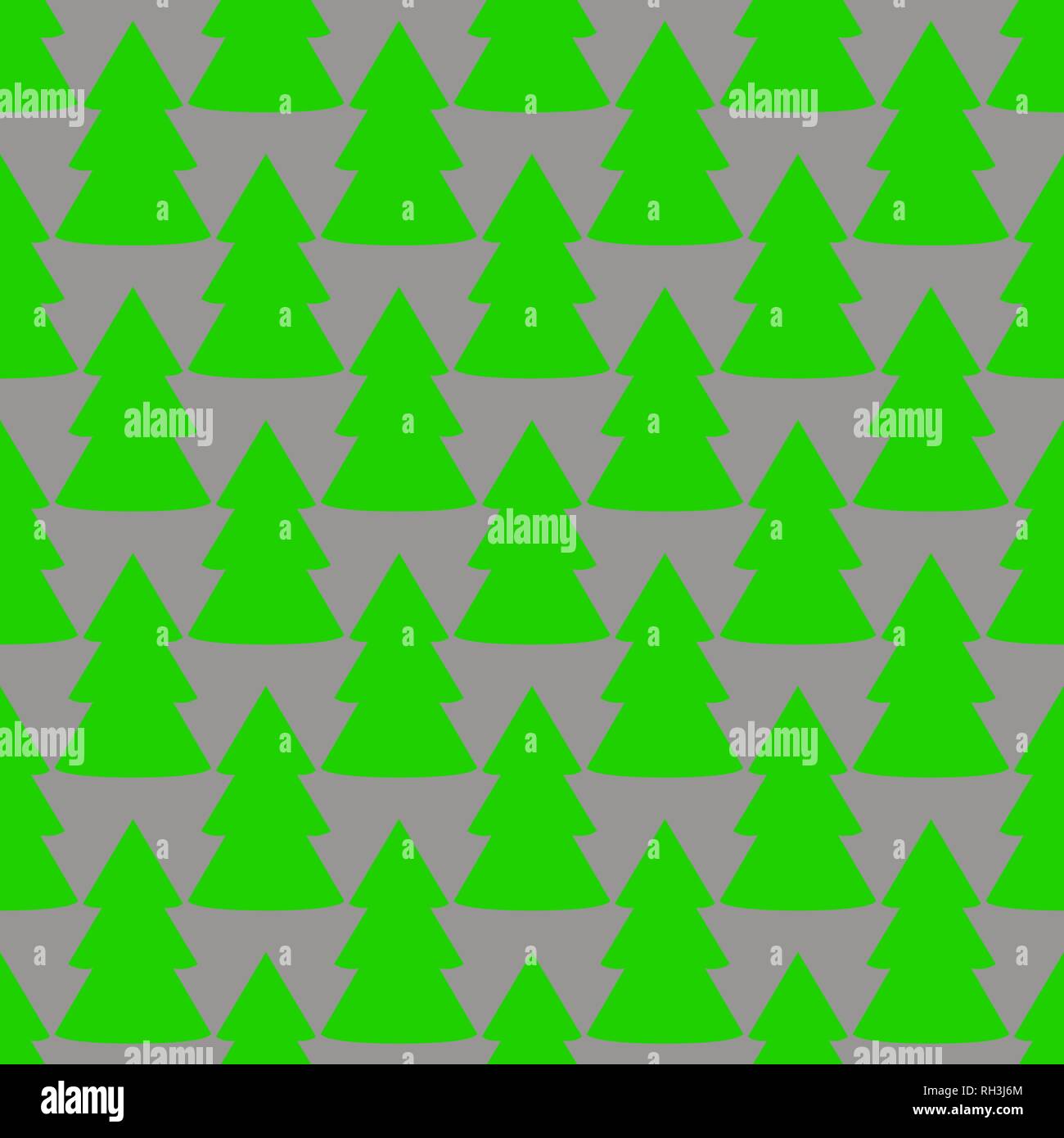 Christmas fir tree green gray art seamless pattern Stock Vector