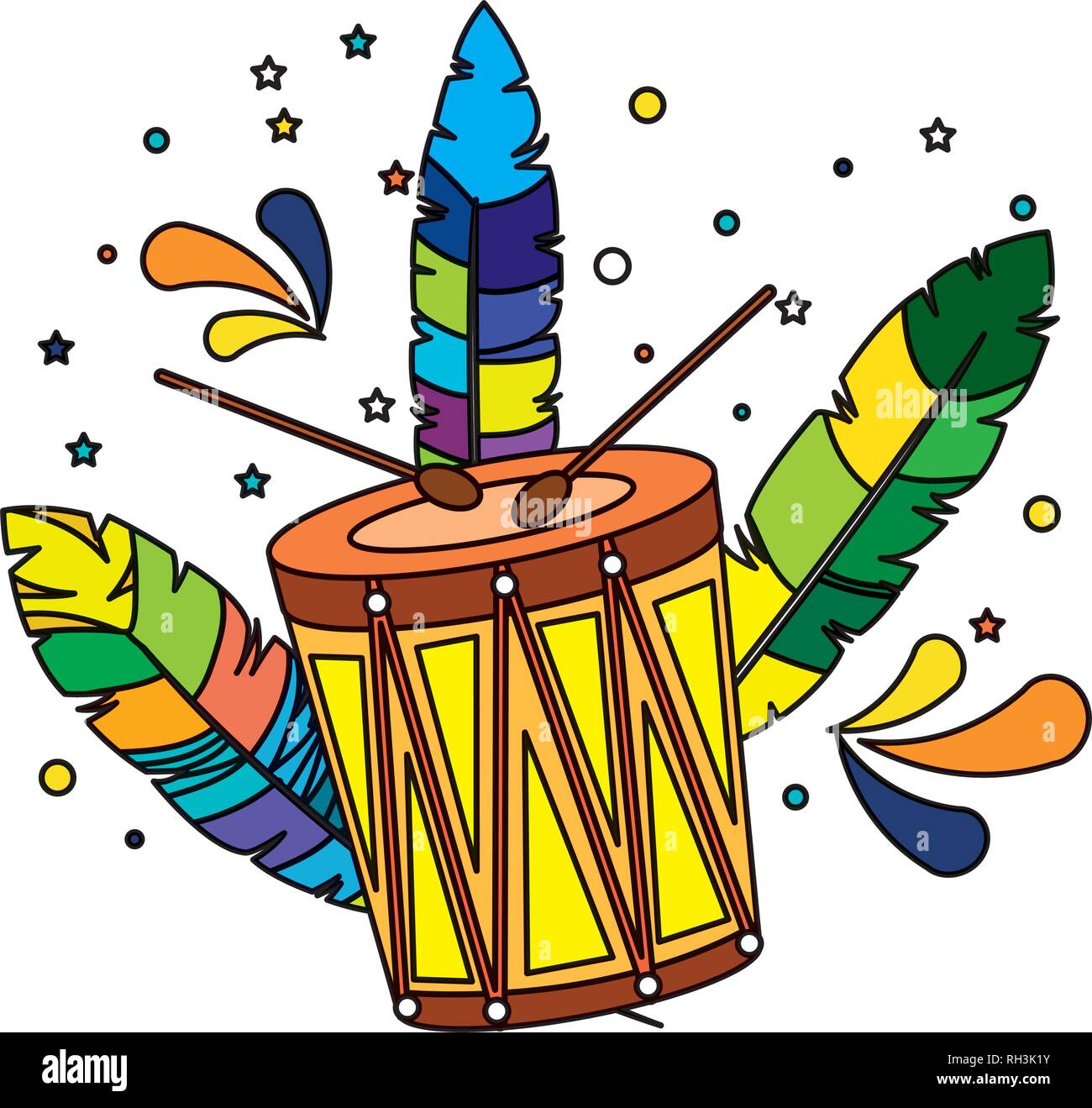 brazilian carnival drum with feathers Stock Vector Image & Art - Alamy
