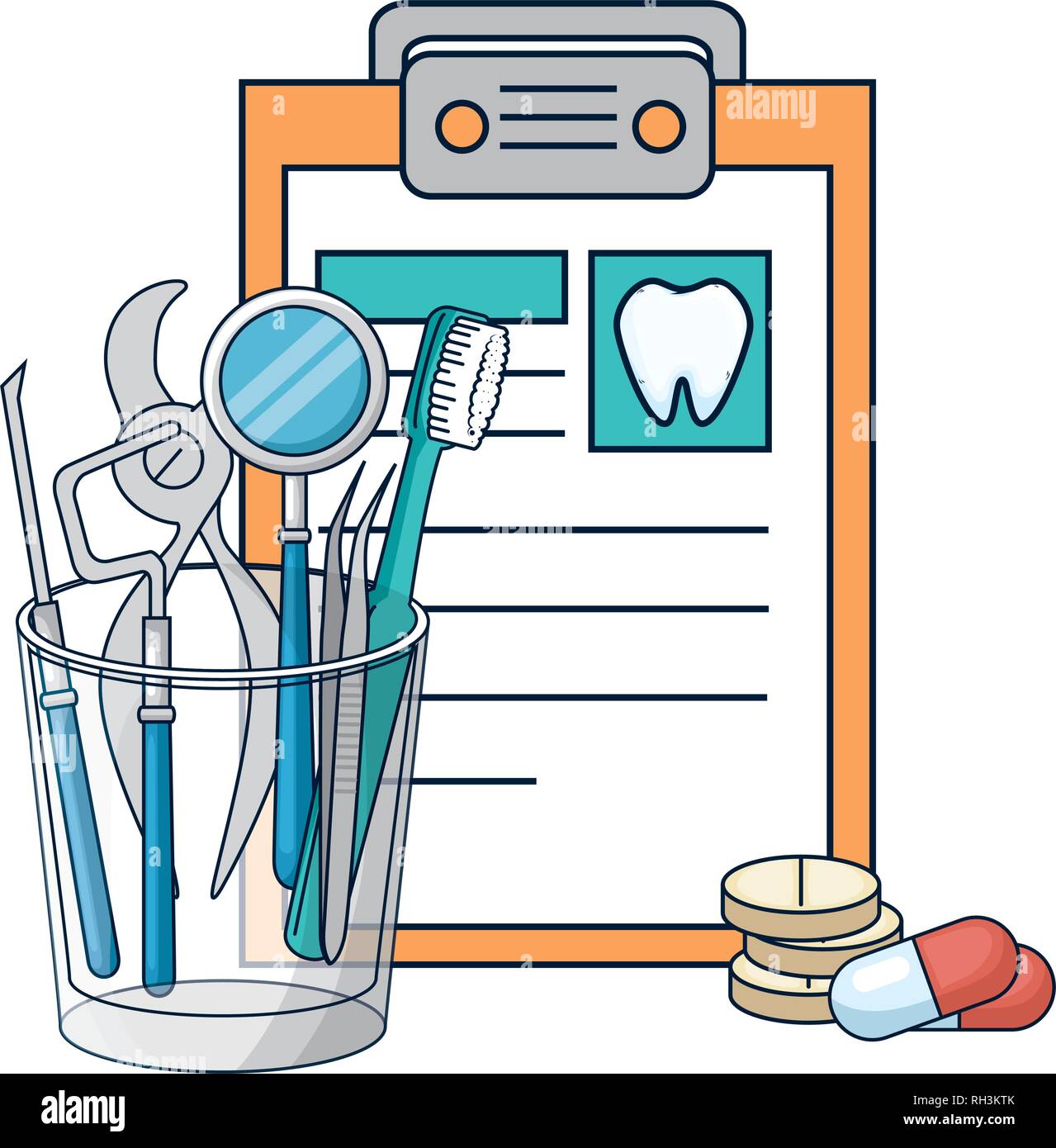 dentist tools in glass and clipboard Stock Vector Image & Art - Alamy