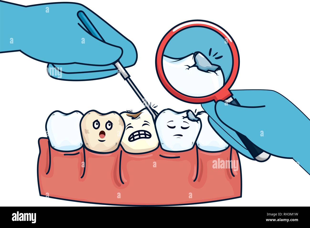 human teeth with magnifying glass Stock Vector Image & Art - Alamy