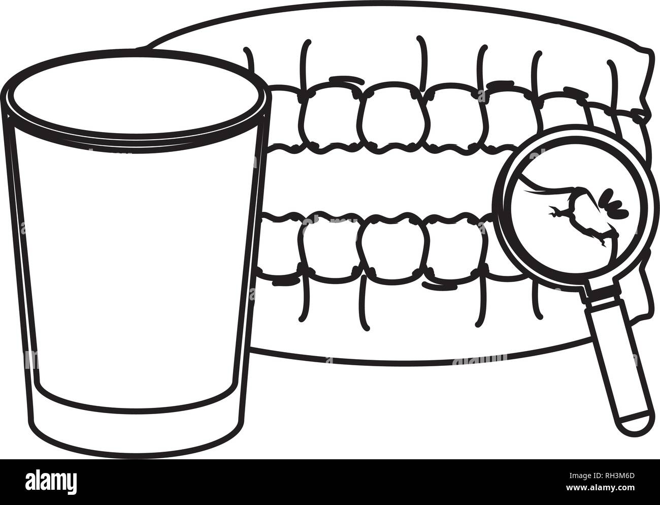 human teeth with water glass and magnifying glass Stock Vector Image ...