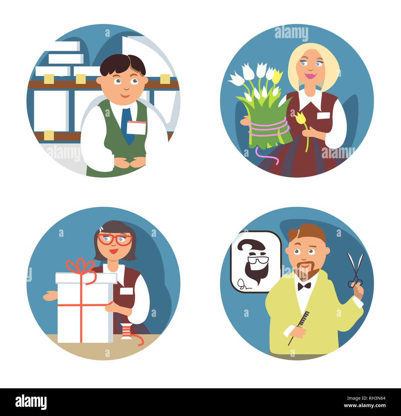 Four modern profession shown as icons Stock Photo - Alamy