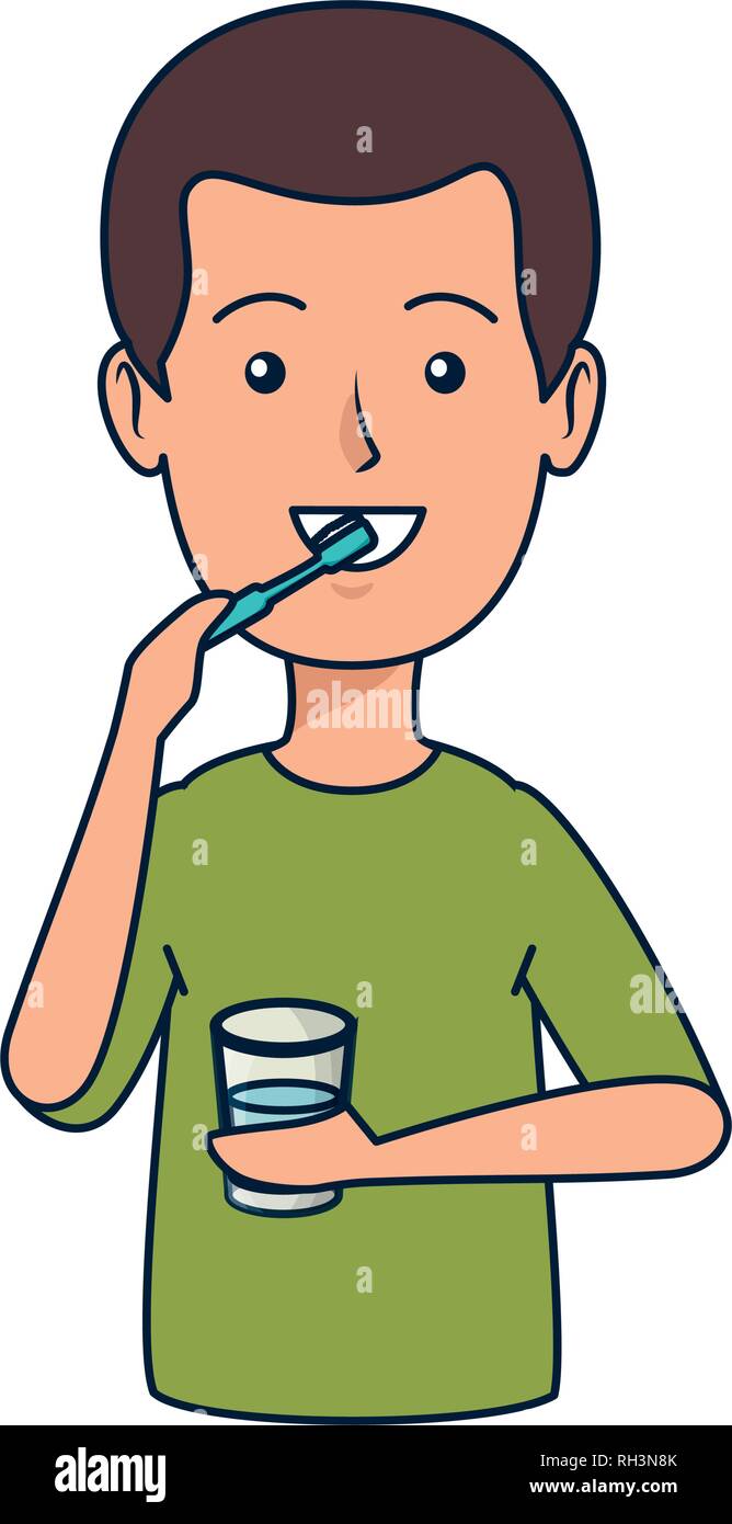 young man brushing teeth Stock Vector Image & Art - Alamy