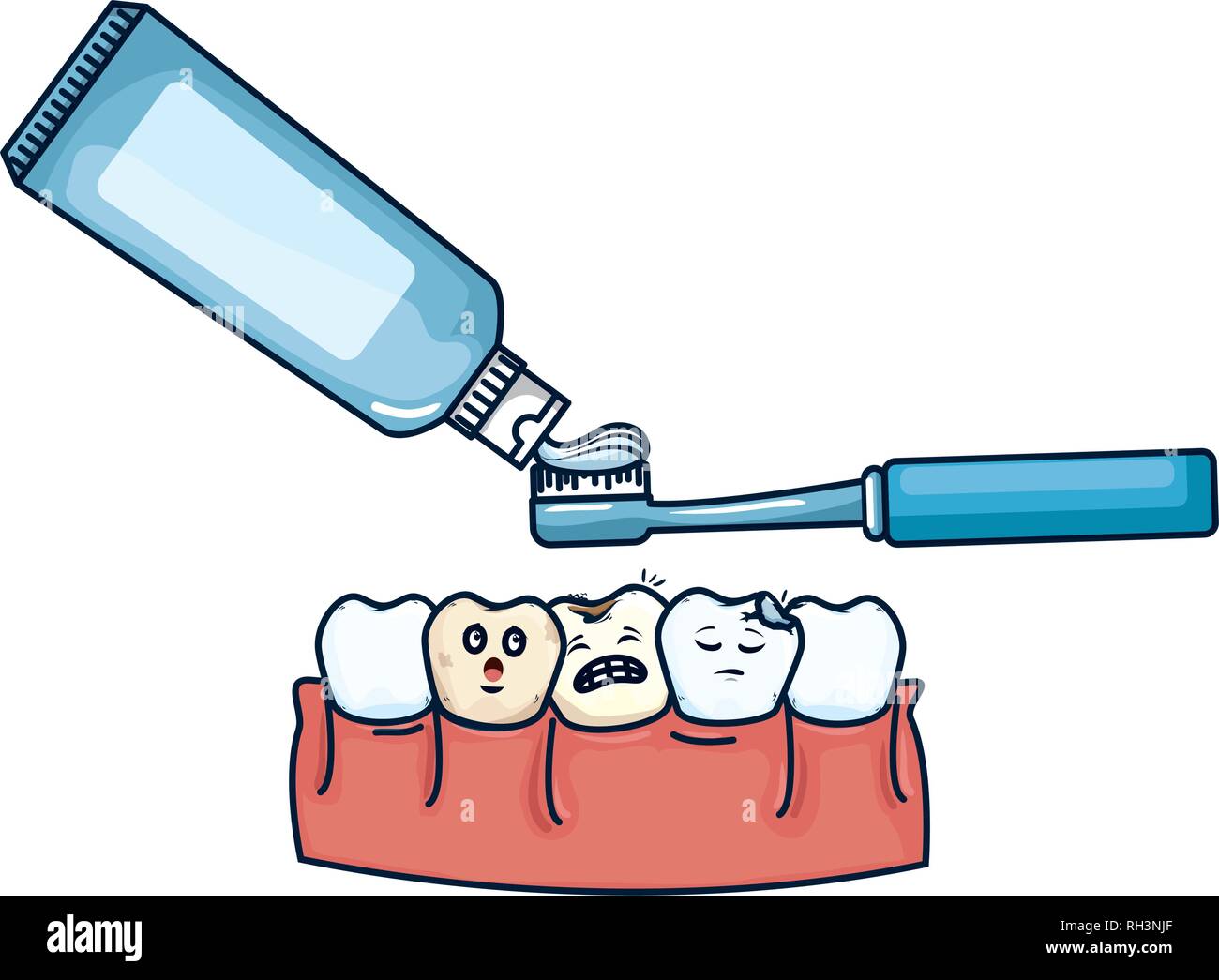 human teeth with toothbrush and paste Stock Vector Image & Art - Alamy
