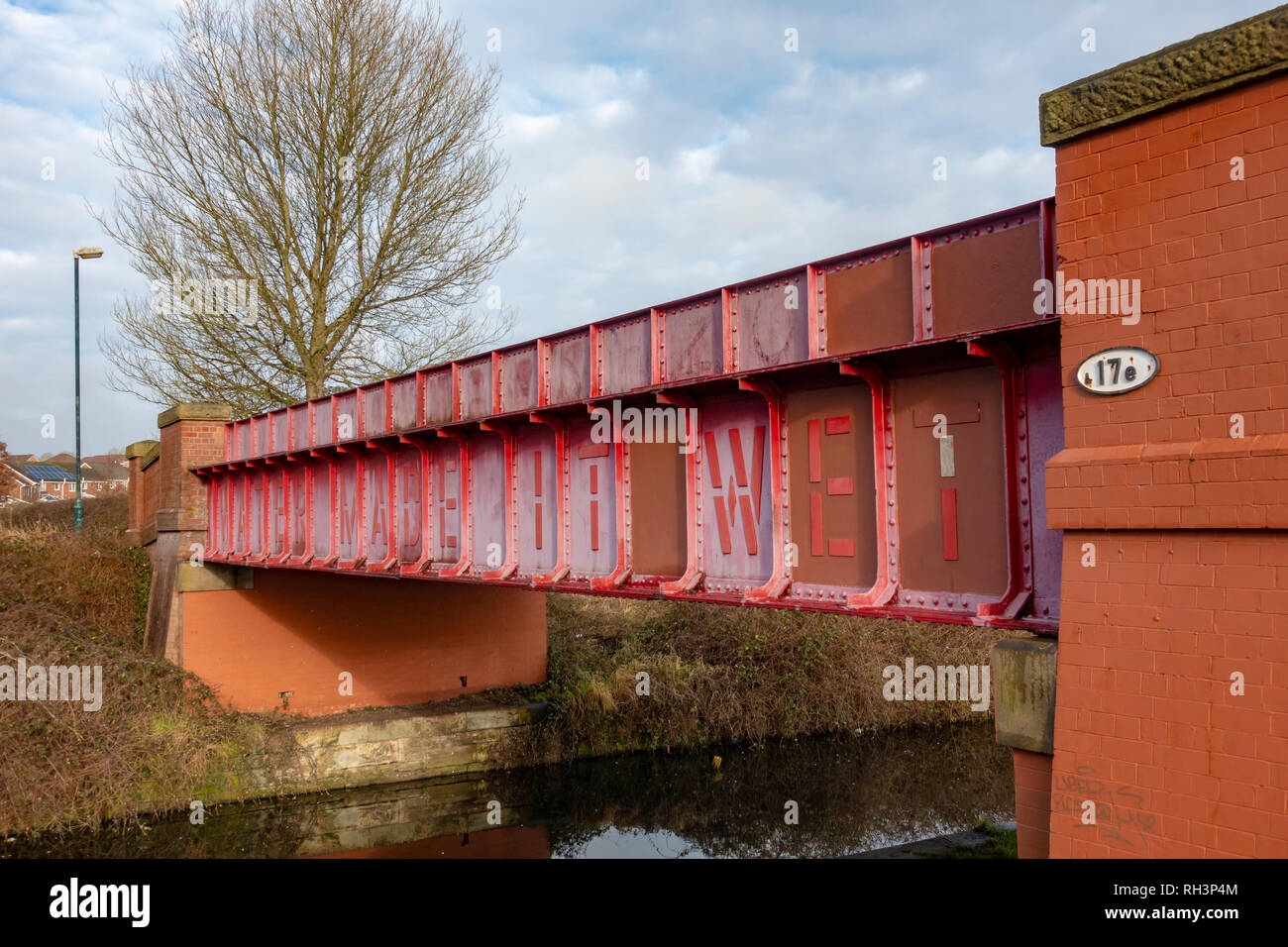 Water Made it Wet art installation by Lawrence Weiner on the Irwell Sculpture Trail Stock Photo